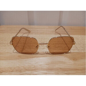 Square Shaped Patchwork Sunglasses In Champagne